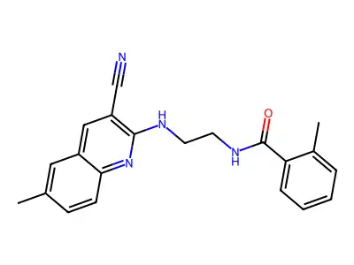 N-(2-((3-Cyano-6-methylquinolin-2-yl)amino)ethyl)-2-methylbenzamide structure