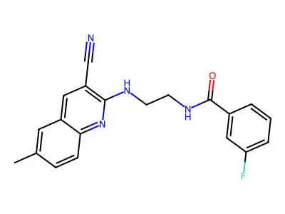 N-{2-[(3-Cyano-6-methyl-2-quinolinyl)amino]ethyl}-3-fluorobenzamide structure