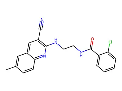 2-Chloro-N-(2-((3-cyano-6-methylquinolin-2-yl)amino)ethyl)benzamide structure