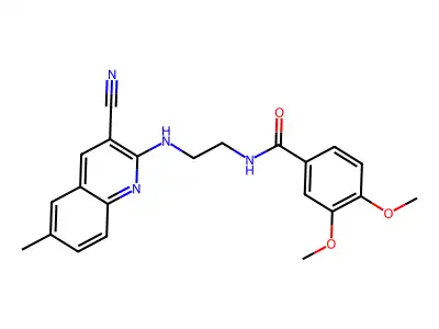 N-(2-((3-Cyano-6-methylquinolin-2-yl)amino)ethyl)-3,4-dimethoxybenzamide structure