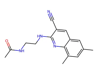 N-{2-[(3-Cyano-6,8-dimethyl-2-quinolinyl)amino]ethyl}acetamide structure