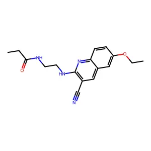 N-[2-[(3-cyano-6-ethoxy-2-quinolinyl)amino]ethyl]propanamide structure