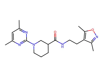 3-piperidinecarboxamide,n-[2-(3,5-dimethyl-4-isoxazolyl)ethyl]-1-(4,6-dimethyl-2-pyrimidinyl)- structure