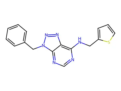 3-benzyl-N-(thiophen-2-ylmethyl)triazolo[4,5-d]pyrimidin-7-amine structure