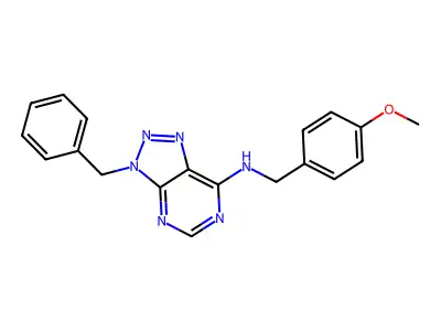 3-benzyl-N-[(4-methoxyphenyl)methyl]triazolo[4,5-d]pyrimidin-7-amine structure