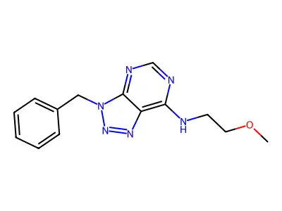 3-benzyl-N-(2-methoxyethyl)triazolo[4,5-d]pyrimidin-7-amine structure