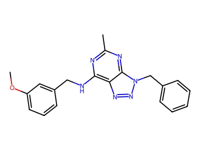 3-benzyl-N-[(3-methoxyphenyl)methyl]-5-methyltriazolo[4,5-d]pyrimidin-7-amine structure
