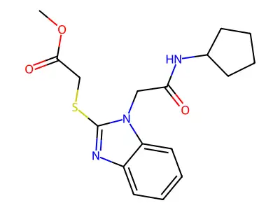 Methyl 2-[1-[2-(cyclopentylamino)-2-oxoethyl]benzimidazol-2-yl]sulfanylacetate structure