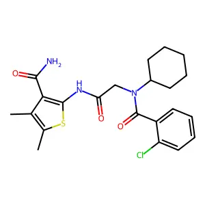 2-[[2-[(2-chlorobenzoyl)-cyclohexylamino]acetyl]amino]-4,5-dimethylthiophene-3-carboxamide structure
