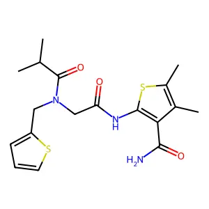 3-THIOPHENECARBOXAMIDE, 4,5-DIMETHYL-2-[[[(2-METHYL-1-OXOPROPYL)(2-THIENYLMETHYL)AMINO]ACETYL]AMINO]- structure