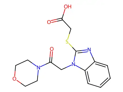 ({1-[2-(4-Morpholinyl)-2-oxoethyl]-1H-benzimidazol-2-yl}sulfanyl)acetic acid structure
