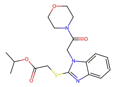 Propan-2-yl 2-[1-(2-morpholin-4-yl-2-oxoethyl)benzimidazol-2-yl]sulfanylacetate structure