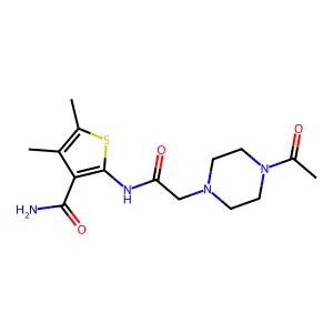 1-Piperazineacetamide, 4-acetyl-N-[3-(aminocarbonyl)-4,5-dimethyl-2-thienyl]- structure
