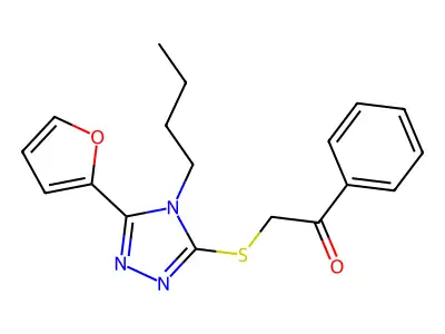 2-[[4-Butyl-5-(furan-2-yl)-1,2,4-triazol-3-yl]sulfanyl]-1-phenylethanone structure