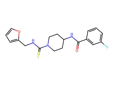 3-fluoro-N-[1-(furan-2-ylmethylcarbamothioyl)piperidin-4-yl]benzamide structure