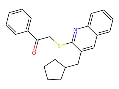 2-[3-(Cyclopentylmethyl)quinolin-2-yl]sulfanyl-1-phenylethanone structure