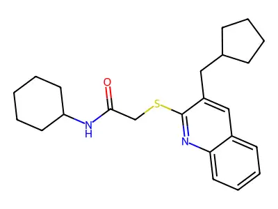 Acetamide,N-cyclohexyl-2-[[3-(cyclopentylmethyl)-2-quinolinyl]thio]- structure