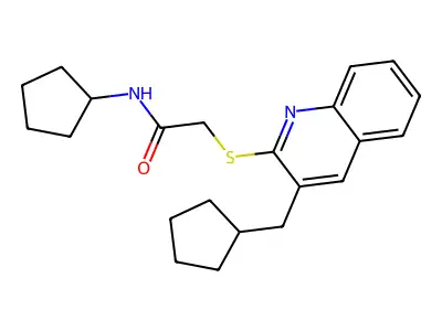 N-Cyclopentyl-2-{[3-(cyclopentylmethyl)-2-quinolinyl]sulfanyl}acetamide structure