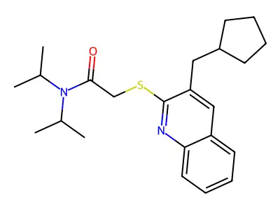 2-(3-Cyclopentylmethylquinolin-2-ylsulfanyl)-N,N-diisopropylacetamide structure