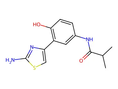 N-[3-(2-amino-1,3-thiazol-4-yl)-4-hydroxyphenyl]-2-methylpropanamide structure