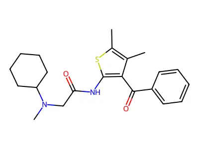 N-(3-benzoyl-4,5-dimethylthiophen-2-yl)-2-[cyclohexyl(methyl)amino]acetamide structure