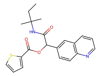 2-[(2-Methylbutan-2-yl)amino]-2-oxo-1-(quinolin-6-yl)ethyl thiophene-2-carboxylate structure