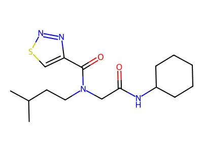 N-[2-(cyclohexylamino)-2-oxoethyl]-N-(3-methylbutyl)thiadiazole-4-carboxamide structure