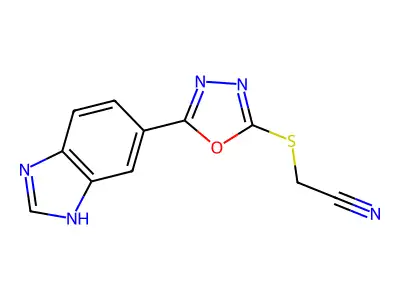 {[5-(1H-Benzimidazol-6-yl)-1,3,4-oxadiazol-2-yl]sulfanyl}acetonitrile structure