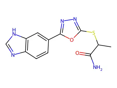 Propanamide, 2-[[5-(1H-benzimidazol-5-YL)-1,3,4-oxadiazol-2-YL]thio]- structure