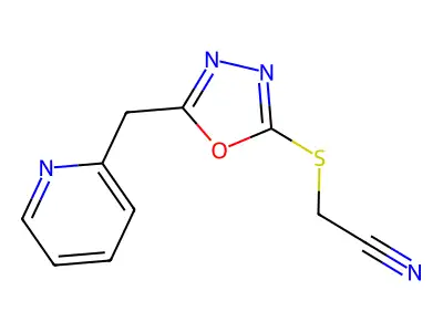 {[5-(2-Pyridinylmethyl)-1,3,4-oxadiazol-2-yl]sulfanyl}acetonitrile structure