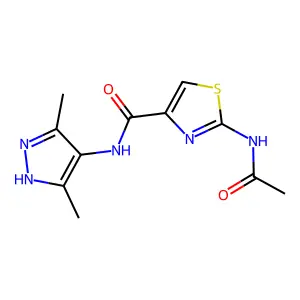 2-Acetylamino-thiazole-4-carboxylic acid (3,5-dimethyl-1H-pyrazol-4-yl)-amide structure