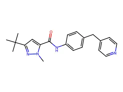 3-tert-butyl-1-methyl-N-[4-(pyridin-4-ylmethyl)phenyl]pyrazole-5-carboxamide structure