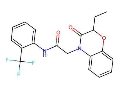 2-(2-ethyl-3-oxo-1,4-benzoxazin-4-yl)-N-[2-(trifluoromethyl)phenyl]acetamide structure