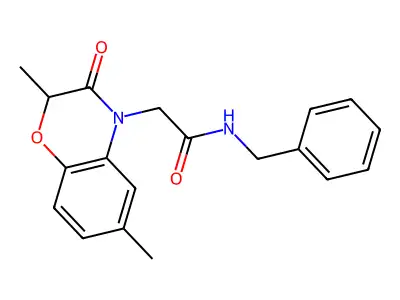 N-benzyl-2-(2,6-dimethyl-3-oxo-1,4-benzoxazin-4-yl)acetamide structure