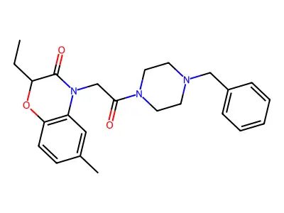 4-[2-(4-Benzylpiperazin-1-yl)-2-oxoethyl]-2-ethyl-6-methyl-1,4-benzoxazin-3-one structure