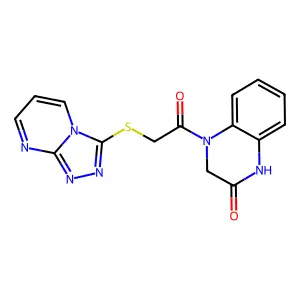 4-[([1,2,4]Triazolo[4,3-a]pyrimidin-3-ylsulfanyl)acetyl]-3,4-dihydro-2(1H)-quinoxalinone structure