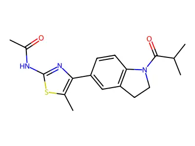 N-[4-(1-Isobutyryl-2,3-dihydro-1H-indol-5-yl)-5-methyl-1,3-thiazol-2-yl]acetamide structure