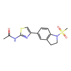 N-[4-(1-methylsulfonyl-2,3-dihydroindol-5-yl)-2-thiazolyl]acetamide structure