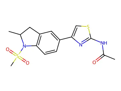 N-{4-[2-Methyl-1-(methylsulfonyl)-2,3-dihydro-1H-indol-5-yl]-1,3-thiazol-2-yl}acetamide structure