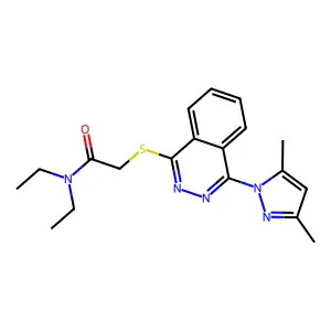 2-[4-(3,5-Dimethylpyrazol-1-yl)-phthalazin-1-ylsulfanyl]-N,N-diethylacetamide structure