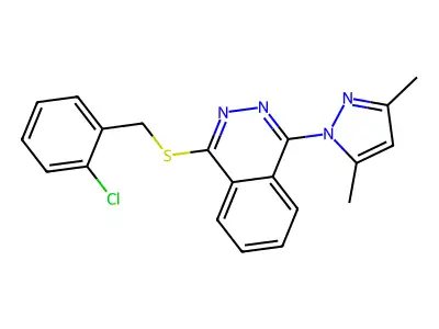 1-[(2-Chlorophenyl)methylsulfanyl]-4-(3,5-dimethylpyrazol-1-yl)phthalazine structure
