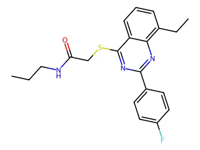 2-{[8-Ethyl-2-(4-fluorophenyl)-4-quinazolinyl]sulfanyl}-N-propylacetamide structure