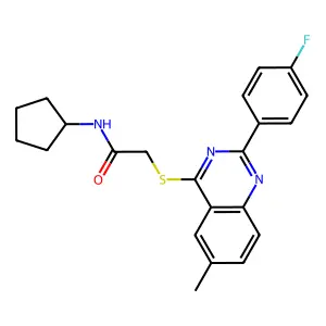 N-cyclopentyl-2-[2-(4-fluorophenyl)-6-methylquinazolin-4-yl]sulfanylacetamide structure
