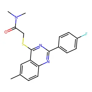 2-[2-(4-fluorophenyl)-6-methylquinazolin-4-ylsulfanyl]-N,N-dimethylacetamide structure