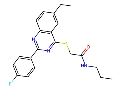 2-{[6-Ethyl-2-(4-fluorophenyl)-4-quinazolinyl]sulfanyl}-N-propylacetamide structure