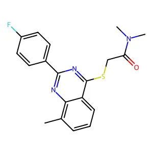 2-[2-(4-fluorophenyl)-8-methylquinazolin-4-ylsulfanyl]-N,N-dimethylacetamide structure
