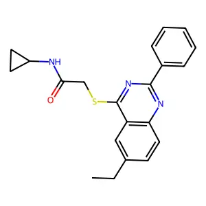 N-Cyclopropyl-2-[(6-ethyl-2-phenyl-4-quinazolinyl)sulfanyl]acetamide structure