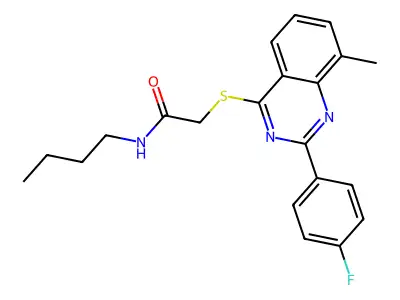 N-butyl-2-[2-(4-fluorophenyl)-8-methylquinazolin-4-yl]sulfanylacetamide structure