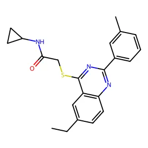 N-Cyclopropyl-2-{[6-ethyl-2-(3-methylphenyl)-4-quinazolinyl]sulfanyl}acetamide structure