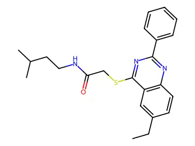 2-[(6-Ethyl-2-phenyl-4-quinazolinyl)sulfanyl]-N-(3-methylbutyl)acetamide structure